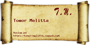 Tomor Melitta névjegykártya